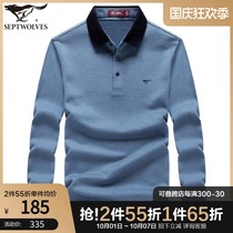Seven wolves long sleeve T-shirt 2021 Autumn New lapel middle aged mens body shirt dad casual polo shirt men