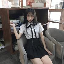 College style short-sleeved white shirt Jk uniform suit Summer Japanese pleated skirt with top shirt two-piece set for women