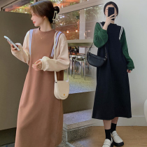Pregnant women autumn suit fashion spring and autumn new large size dress autumn Net red out pregnant women dress autumn