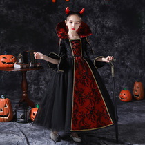 Children Halloween Costume Vampire cosplay Girls Witches Performance Costume Princess Dress Girls Ball Dress