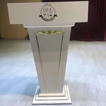  Podium Podium Hotel KTV information desk Exhibition solid wood custom hosting desk Sales department reception desk