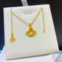Loving gold necklace full gold 999 heart crown pendant 3D hard gold choker confession gift for girlfriend