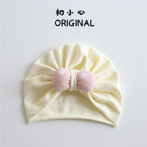 Spring and Autumn Infant Hat Single Layer Cotton Hood Newborn Hat Bow Hat Bow Hat Male and Female Baby Boneless Hat