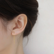 925 pure silver plated 14k gold small golden bean bead ear line long style fairy temperament brief anti-allergy bean ear nail pendant