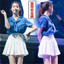 Korean summer high waist white anti-light pleated skirt 2021 new short skirt black college style skirt female tide
