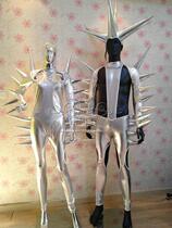 Zhizhen Studio: Future sci-fi silver conjoined costumes exaggerated styling hollow personality men and women