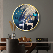 Modern light luxury porch cross stitch Chinese peacock feather elk round living room hand embroidered small pieces 2021