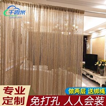 Silver wire insect-proof curtain blocking semi-Chinese curtain hanging living room screen partition curtain porch decorative tassel curtain