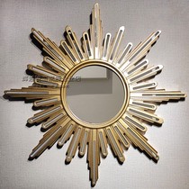 European decorative mirror Sun-shaped wall-mounted entrance mirror Fireplace mirror Custom wall mirror Dining mirror Sofa background mirror