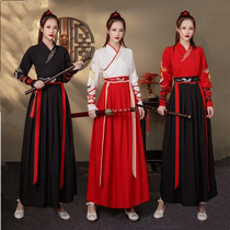  Martial Arts style Hanfu Female Chinese style hand-collar waist-length skirt Male student class uniform Couple costume daily spring summer autumn and winter
