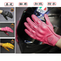 2022 new genuine leather retro anti-fall and breathable motorcycle riding female knight gloves male non-slip four seasons plus suede winter