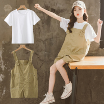 Girls summer loaded back with pants suit CUHK Scout 2022 new Summer Leisure Ocean Children net Red Two sets