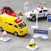 Childrens model scene DIY early education toys traffic light signs road signs roadblocks traffic signs car set
