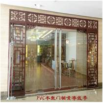 Chinese lintel hanging PVC hollow carved board Wood-plastic board Moon door partition entrance screen through the flower board lattice