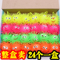 24 One-box Glowing Inflatable Soft Silicone Plush Balls Caterpillar Glowing Hedgehog Elastic Glitter Vent Balls