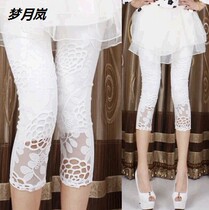 2022 spring and summer womens dress lace with underpants slim fit slim fit black and white color elastic 7 Pants Safety Pants