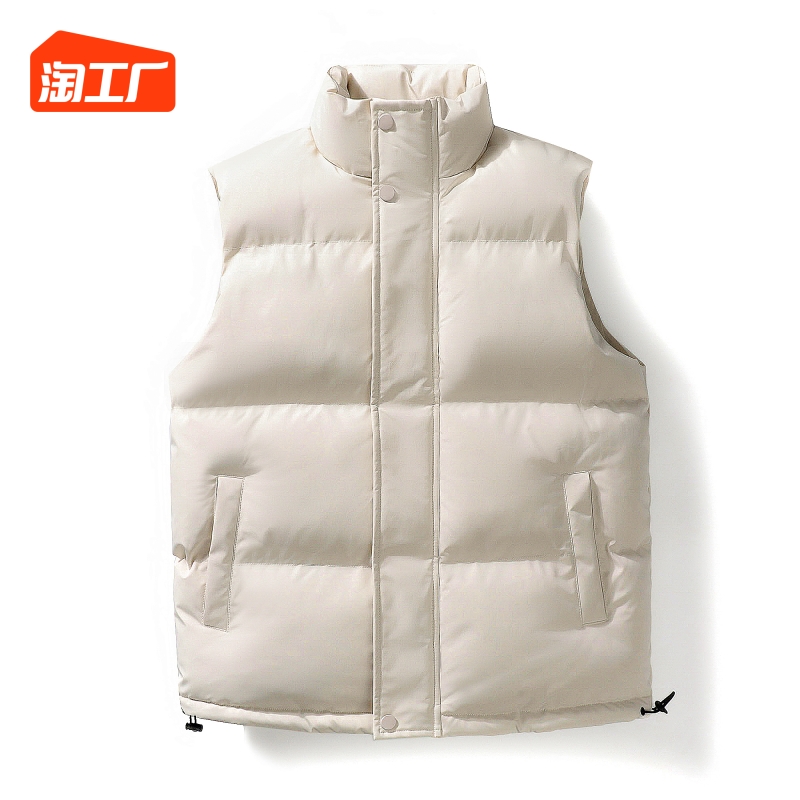 Chaopai Standing Collar Sweetheart Vest Men's Autumn and Winter Thickened Warm Loose Couple Down Cotton Tank Top Vest Jacket