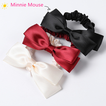 Korean version of satin bow head rope Hairband women tie hair rope sweet texture Joker pony tail head dress red