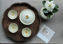 Snow hand made three clear tea bowl of golden plum flower button cover Bowl plum bergamot pine cone bowl 150 ml warm white glaze