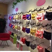 Lingerie shop combination display stand gold underwear bra shelf Wall wrought iron adhesive hook bra Wall hanger display cabinet