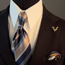 意式休闲薄款 高级感男士条纹领带8.5cm正装商务职业装潮英伦复古