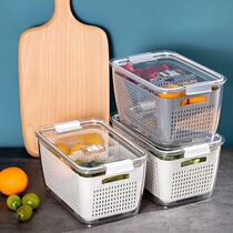 Drain fresh-keeping box double transparent plastic washing fruit and vegetable kitchen refrigerator sealed fruit and vegetable storage box