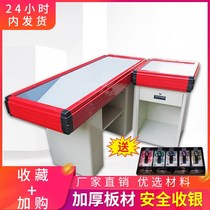 Supermarket cashier convenience store pharmacy mother and baby fruit store chain supermarket cash desk with corner stainless steel countertop