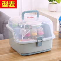 Thickened baby bottle storage box with lid dustproof drain drying rack convenient baby tableware milk powder storage box