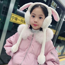  K shake sound net red rabbit earmuffs ears will move in winter to keep warm and cold-proof men and women childrens cute ear warm ear bags