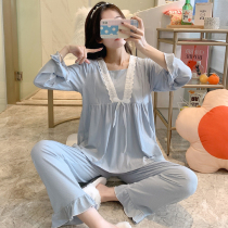 Pure cotton month clothes September spring and autumn postpartum spring and summer thin Modell nursing 10 pregnant womens pajamas female summer 8