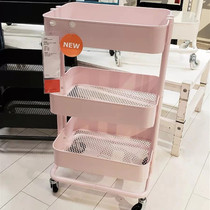Kitchen shelf Bedroom floor-to-ceiling multi-layer partition Movable trolley Bedside household simple storage shelf