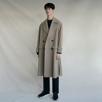 MRCYC autumn Korean loose solid color lapel men long windbreaker khaki khaki cloak light ripe coat men