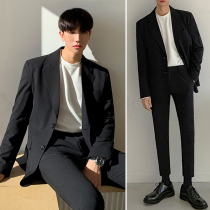 (Two-piece set) Autumn mens suit suit leisure trend Korean handsome slim suit small suit small trousers