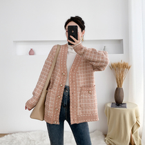Pregnant women autumn knitted cardigan outside with 2021 new long fashion style out loose coat spring and autumn coat