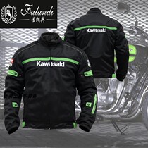 Motorcycle is suitable for riding clothing male knight clothing breathable windproof anti-fall belt protective gear black green 0114y