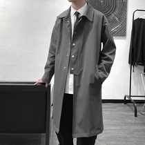 Rich bird medium-long mens windbreaker Korean version handsome trend large size loose jacket 2021 spring and autumn new thin
