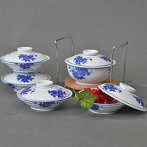Jingdezhen blue and white exquisite and vegetable dish soup bowl four dishes one soup with lid microwave oven suitable for high temperature resistance