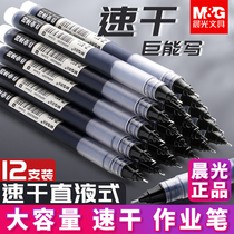 Chenguang direct type ball pen gel pen full needle tube 0 5mm Black large capacity quick-drying straight pen water pen water pen examination office signature pen black pen student homework artifact carbon pen stationery