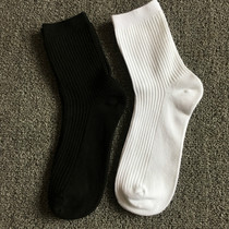 10 pairs of 35 yuan white double needle socks cotton middle tube black socks men and women trend Joker Korean student socks