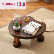 New Chinese style solid wood bay window table Small round table Tatami small coffee table Tea table Kang table Sitting floor low table windowsill table