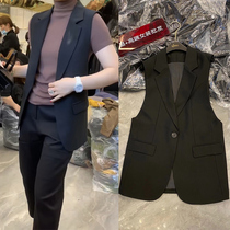 Vest autumn womens European station 2021 New Korean version of Joker stacked on the outside with a button hanging feeling slim slim coat tide