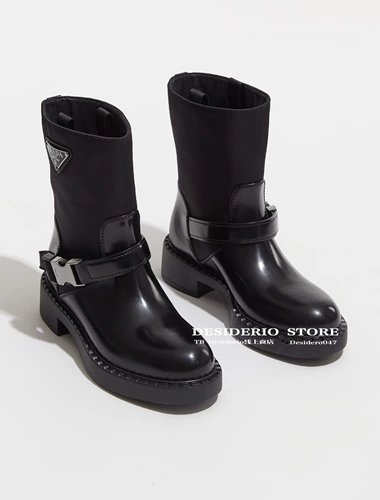 Prada, кожаные короткие сапоги, средней длины, с печатью вашего логотипа