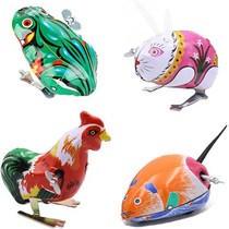 After 80 classic traditional nostalgic iron frog rabbit Rooster mouse toy children chain clockwork puzzle interaction