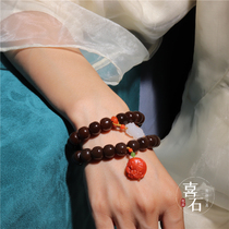 (Support re-examination)Xishi Xinjiang Hetian Jade natural jade mountain material minced sugar jade old-type bead hand string bracelet