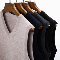 100 Pure Wool Vest Men's V-Neck Thickened Knitted Shirt Middle-aged Dad Wool Sweater Vest Fall Winter Candle Sweater