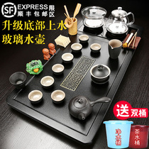 Fully automatic bottom water tea set set household glass kung fu tea set set solid wood tea tray simple tea table