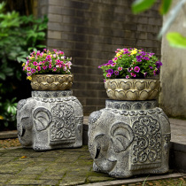 Elephant imitation stone stool stone pier base stone drum gate Chinese courtyard gate a pair of janmen town house hostel flowerpots