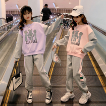 Female Great Boy Suit Spring Dress 2022 New Ocean Gas Junior High School Kids Sports Sweatshirt Two Sets Spring Autumn Season