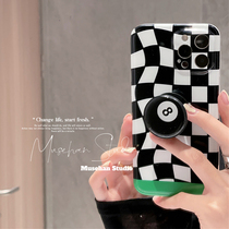 New plaid for Apple 13 12 phone case black and white contrast iPhone12Promax with bracket 11 soft x