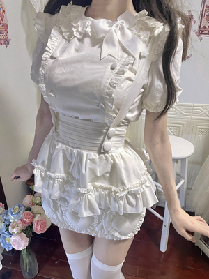 taobao agent White suspenders, cute set, Lolita style